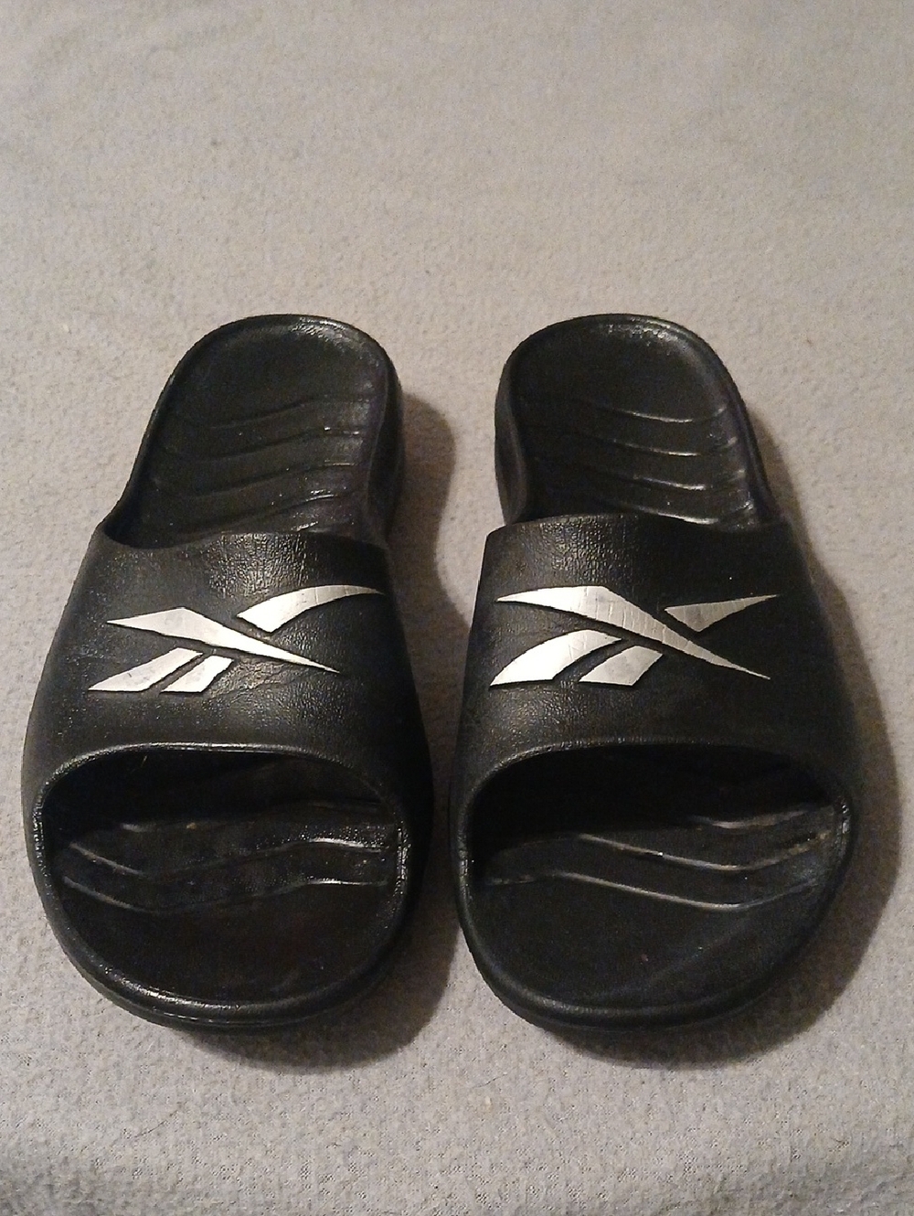 Men's Reebok Black Slides with White Logo Accent